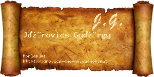 Járovics György névjegykártya
